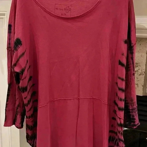 Free People/We the Free scoop neck top with tie dyed areas on sides & sleeves - Picture 1 of 7
